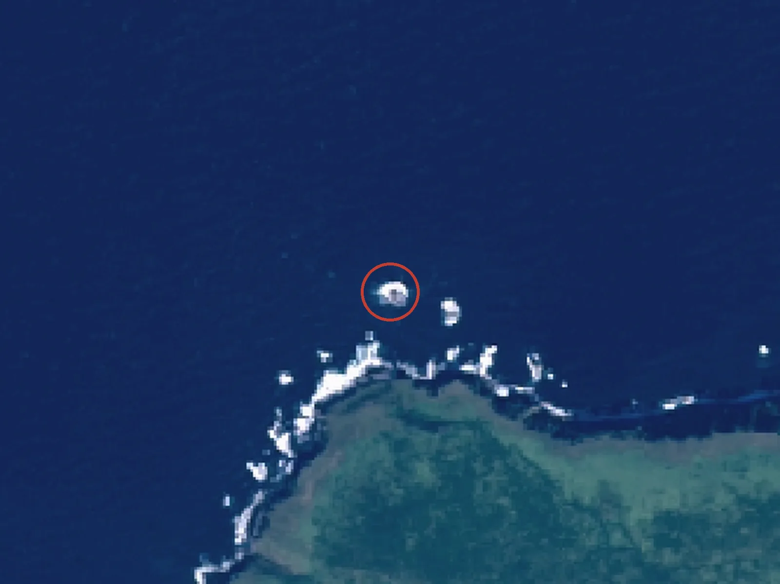 臘虎島の衛星画像